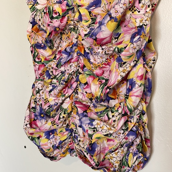 Zara Ruched Dress with Bright Floral Print, size S - Picture 4 of 11